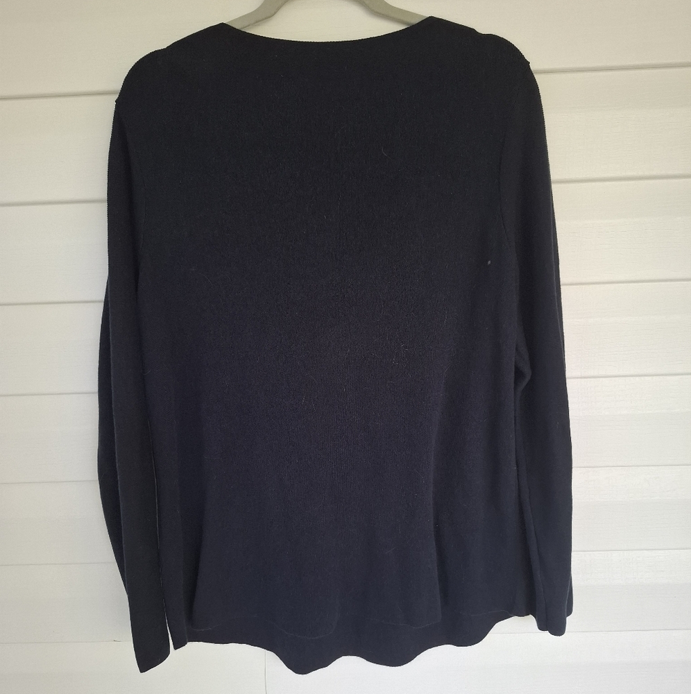 J.Jill V-neck Cottom Sweater Size XL Navy Blue - Picture 2 of 6